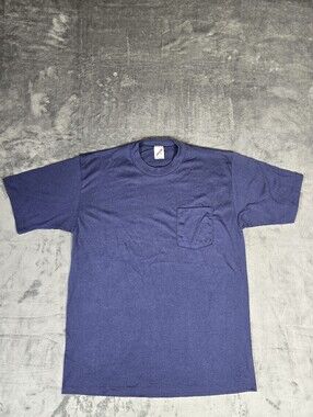 Vintage Jerzees Navy Blank Pocket T Shirt Size XL Fits Large